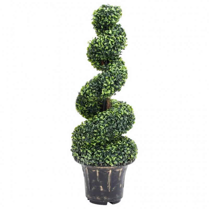 Künstlicher Buchsbaum mit Topf Spiralform Grün 100 cm