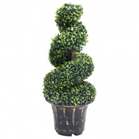 Künstlicher Buchsbaum mit Topf Spiralform Grün 89 cm