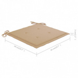 Gartenstuhl-Kissen 6 Stk. Beige 50x50x3 cm Stoff