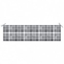 Gartenbank-Auflage Grau Karomuster 180x50x3 cm Stoff