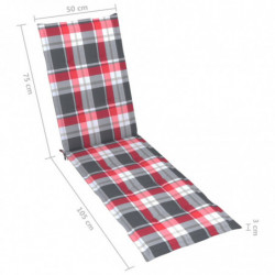 Liegestuhl-Auflage Rotes Karomuster (75+105)x50x3 cm