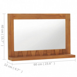Wandspiegel mit Regal 60×12×40 cm Teak Massivholz