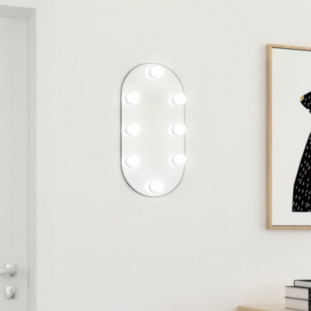 Spiegel mit LED-Leuchten 40x20 cm Glas Oval