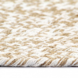 Teppich Handgefertigt Jute Weiß und Natur 90 cm