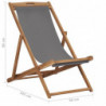 Strandstuhl Klappbar Massivholz Teak Grau