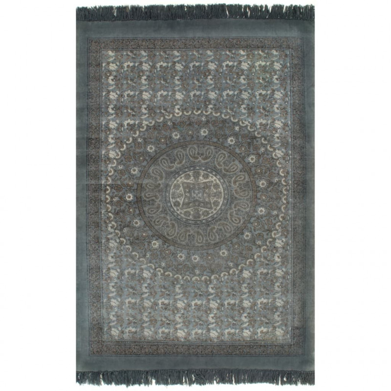 Kelim-Teppich Baumwolle 120x180 cm mit Muster Grau