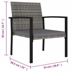 Garten-Essstühle 2 Stk. Poly Rattan Grau