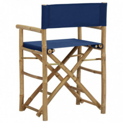 Klappbare Regiestühle 2 Stk. Blau Bambus und Stoff