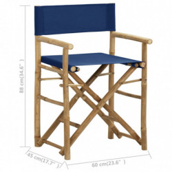 Klappbare Regiestühle 2 Stk. Blau Bambus und Stoff