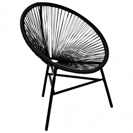 Garten-Mond-Stuhl Poly Rattan Schwarz