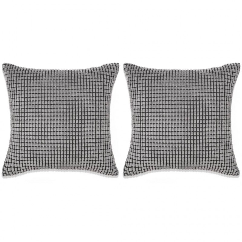 Kissen-Set 2 Stk. Velours 45 x 45 cm Grau