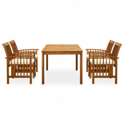 3058086 5 Piece Garden Dining Set with Cushions Solid Acacia Wood (45962+2x312128)