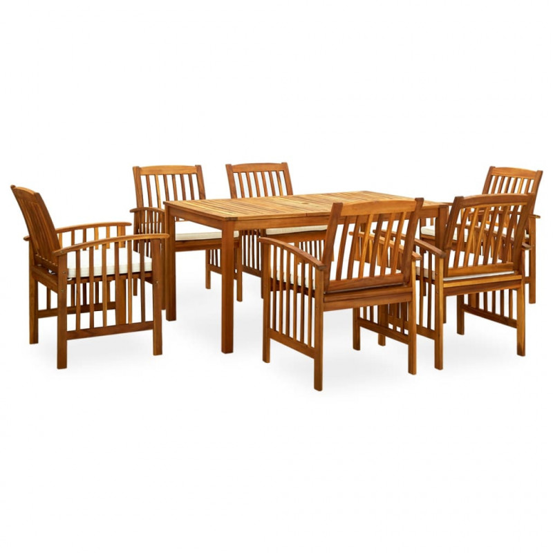 3058087 7 Piece Garden Dining Set with Cushions Solid Acacia Wood (45962+2x312129)