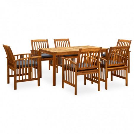 3058089 7 Piece Garden Dining Set with Cushions Solid Acacia Wood (45962+2x312131)