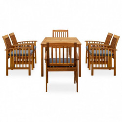 3058089 7 Piece Garden Dining Set with Cushions Solid Acacia Wood (45962+2x312131)
