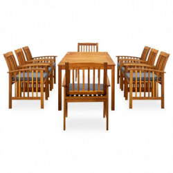 3058093 9 Piece Garden Dining Set with Cushions Solid Acacia Wood (45963+312130+2x312131)