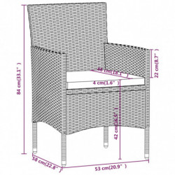 5-tlg. Garten-Essgruppe Poly Rattan & Massivholz Akazie Grau