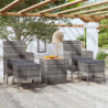 5-tlg. Garten-Bistro-Set Poly Rattan & Massivholz Akazie Grau