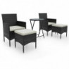 5-tlg. Garten-Bistro-Set Poly Rattan und Hartglas Schwarz