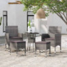 5-tlg. Garten-Lounge-Set Poly Rattan Grau