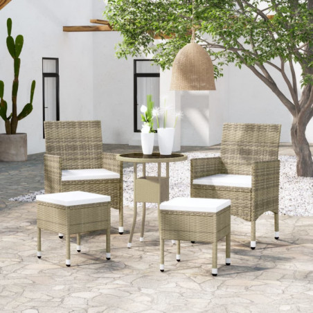 5-tlg. Garten-Lounge-Set Poly Rattan Beige