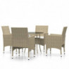 5-tlg. Garten-Essgruppe Poly Rattan Beige