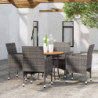 5-tlg. Garten-Essgruppe Poly Rattan Grau