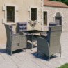 5-tlg. Garten-Essgruppe Poly Rattan und Glas Grau