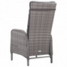 3-tlg. Bistro-Set Poly Rattan und Glas Grau