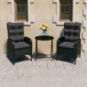 3-tlg. Bistro-Set Poly Rattan und Glas Schwarz