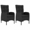 3-tlg. Bistro-Set Poly Rattan und Glas Schwarz