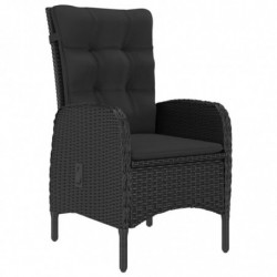 3-tlg. Bistro-Set Poly Rattan und Glas Schwarz