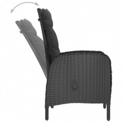 3-tlg. Bistro-Set Poly Rattan und Glas Schwarz