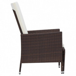 3-tlg. Garten-Lounge-Set mit Auflagen Poly Rattan Braun