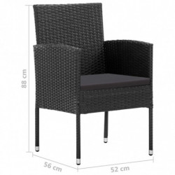 5-tlg. Garten-Essgruppe Poly Rattan Schwarz