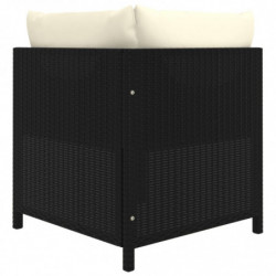 6-tlg. Garten-Lounge-Set mit Kissen Poly Rattan Schwarz