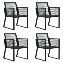 5-tlg. Garten-Essgruppe PVC Rattan Schwarz