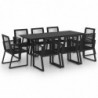 9-tlg. Garten-Essgruppe PVC Rattan Schwarz