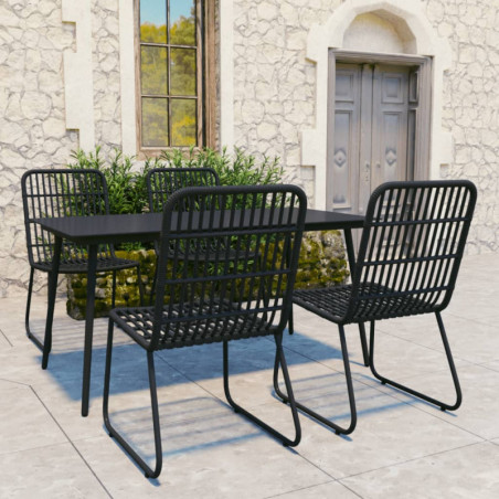 5-tlg. Garten-Essgruppe Poly Rattan und Glas