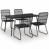 5-tlg. Garten-Essgruppe Poly Rattan und Glas