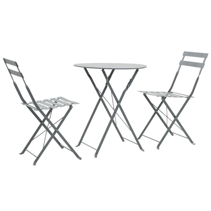 3-tlg. Bistro-Set Bine Stahl Grau