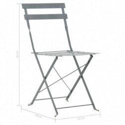 3-tlg. Bistro-Set Bine Stahl Grau