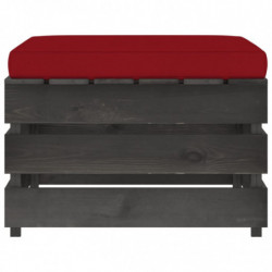 3-tlg. Garten-Lounge-Set mit Kissen Grau Imprägniertes Holz