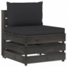 3-tlg. Garten-Lounge-Set mit Kissen Grau Imprägniertes Holz