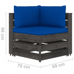 3-tlg. Garten-Lounge-Set mit Kissen Grau Imprägniertes Holz