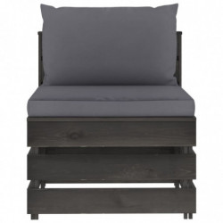4-tlg. Garten-Lounge-Set mit Kissen Grau Imprägniertes Holz