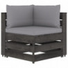 4-tlg. Garten-Lounge-Set mit Kissen Grau Imprägniertes Holz