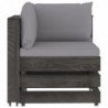 4-tlg. Garten-Lounge-Set mit Kissen Grau Imprägniertes Holz