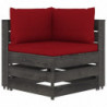 4-tlg. Garten-Lounge-Set mit Kissen Grau Imprägniertes Holz