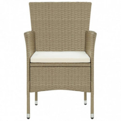 Garten-Essstühle 2 Stk. Poly Rattan Beige